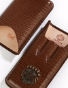 The Opus X Society Teju Leather Cigar Case Tobacco Brown Front and Back