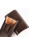 The Opus X Society Nobuk Leather 3-Cigar Case Brown Open