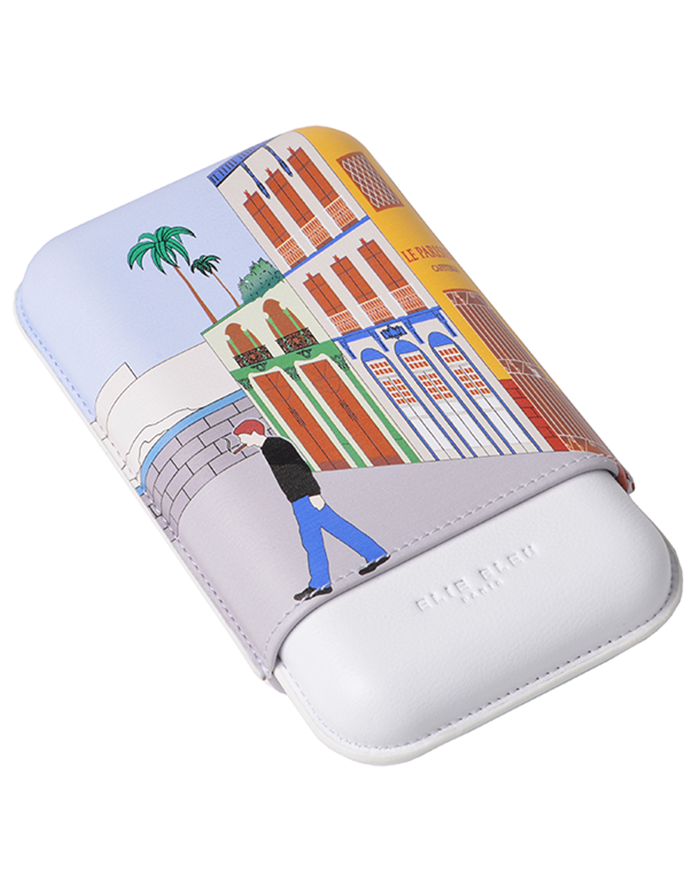 Elie Bleu Casa Cubana Leather Cigar Case 3 Cigars Side