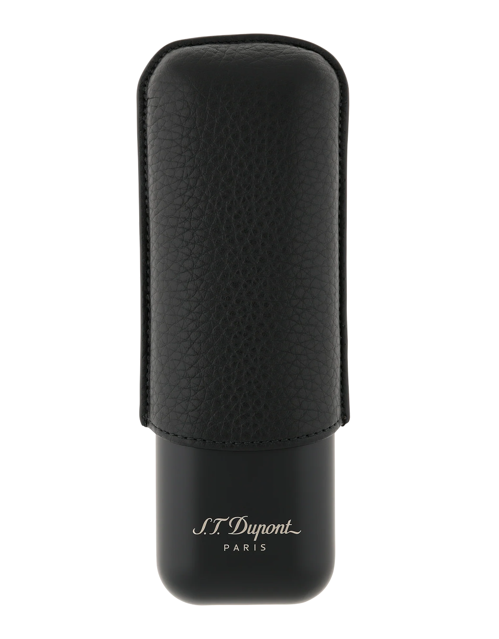 S.T. Dupont 2 Cigar Case Black Grain & Matte Closed