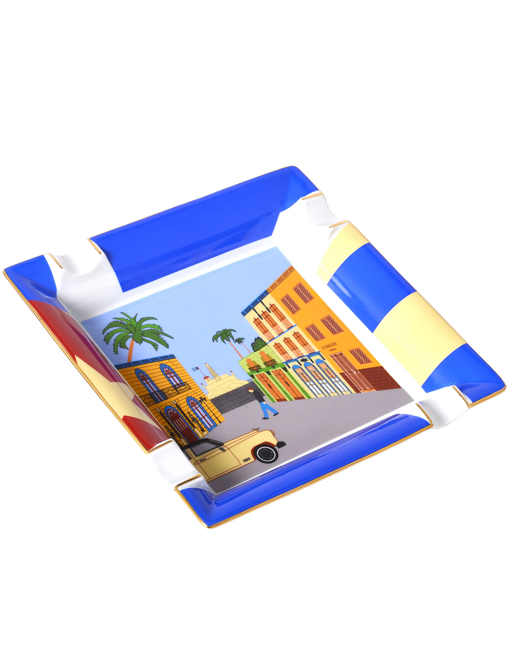 Elie Bleu Casa Cubana Large Porcelain Ashtray Side View