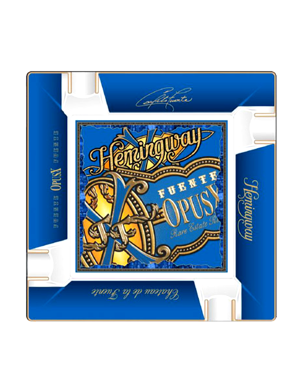 Elie Bleu Fuente Opus X Hemingway Porcelain Ashtray - Blue Front Top View