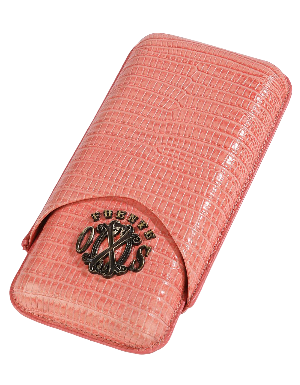 The Opus X Society Teju Leather Cigar Case Salmon Coral Front