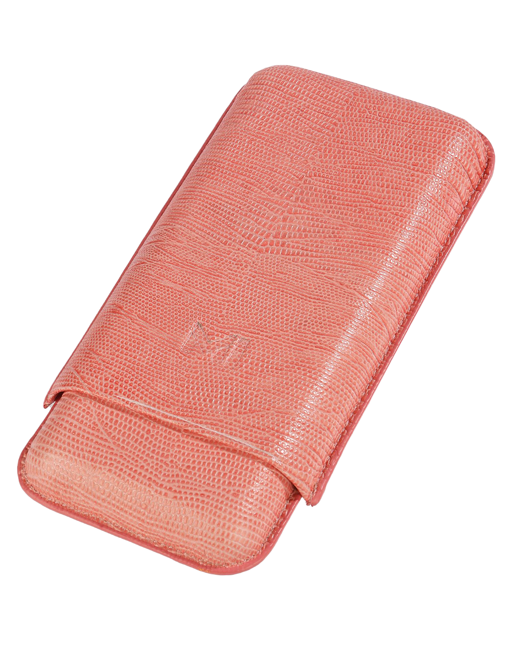The Opus X Society Teju Leather Cigar Case Salmon Coral Back