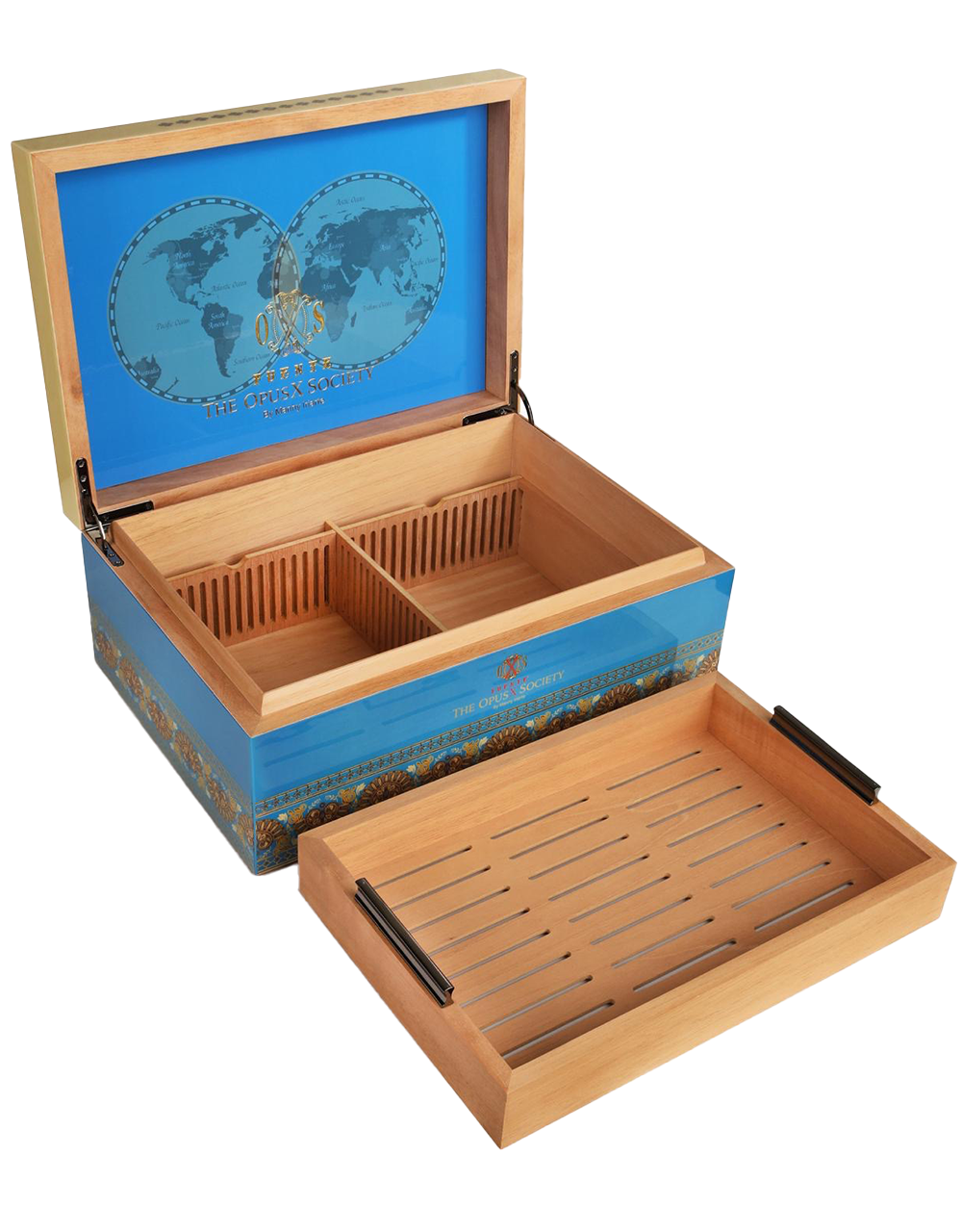 The Opus X Society Global Collection Humidor Open Drawer Out