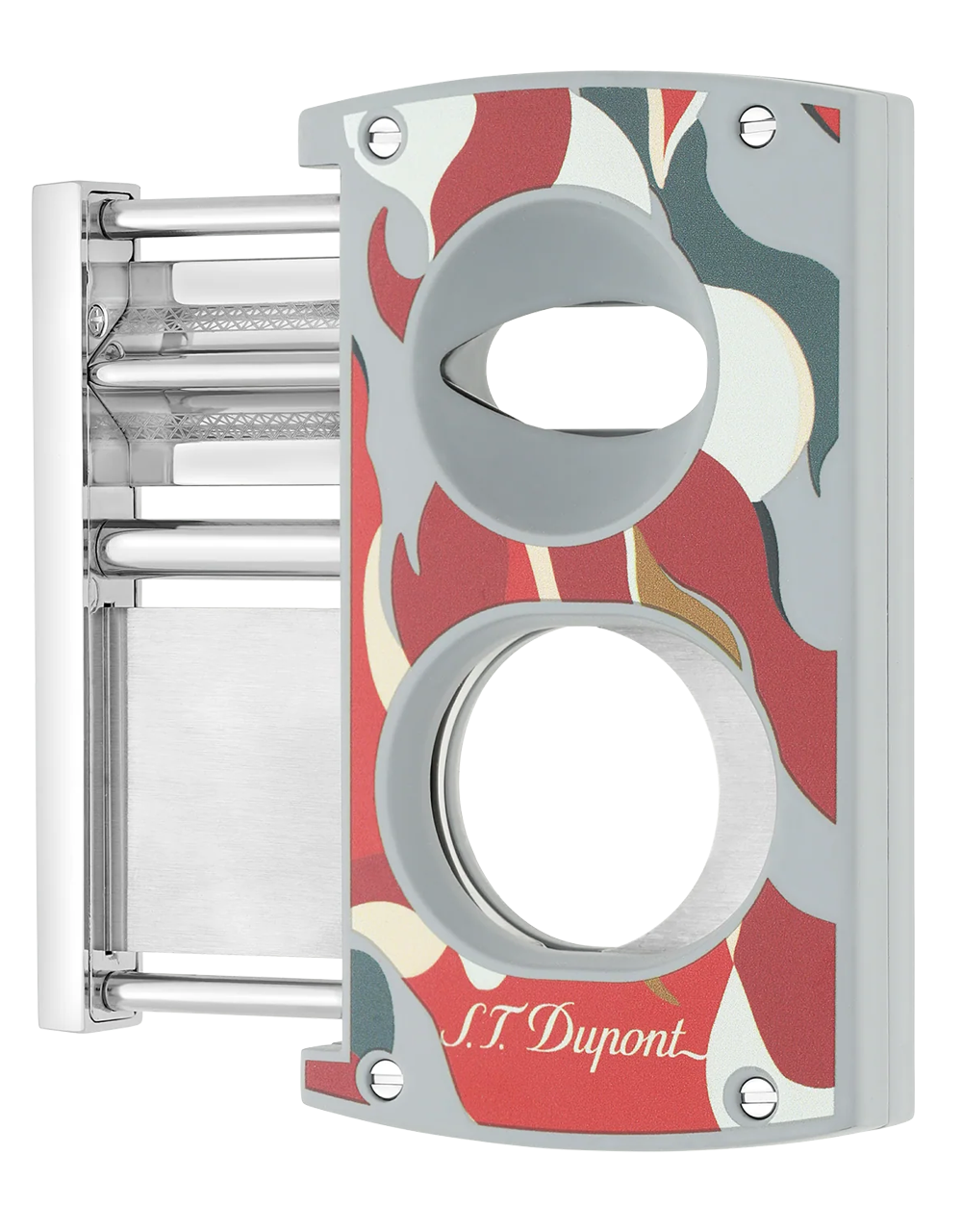 ST Dupont Dual Cigar Cutter Camo Red Open Double Blade and V-Cut