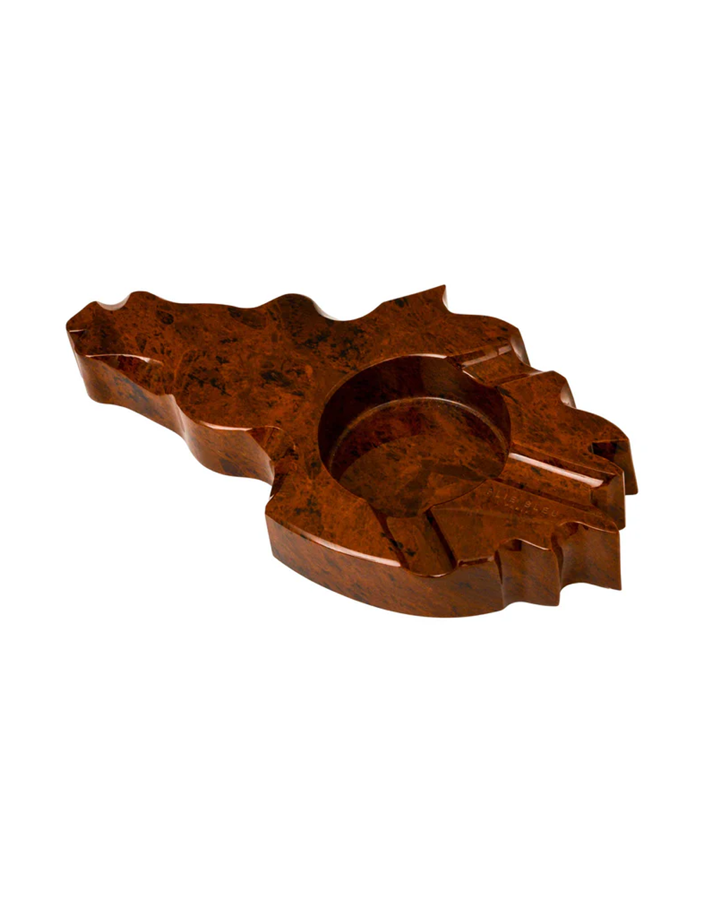 Elie Bleu Fire Horse Obsidian Ashtray — Brown, 3 Cigars Top Angled No Cigar Rests