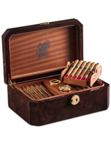 Stefano Ricci Calf Leather and Gold Humidor w/ 40 Fuente Opus X Cigars Open