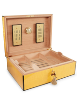 Elie Bleu Medals Wooden Humidor For 200 Cigars - Gold Yellow Sycamore Open