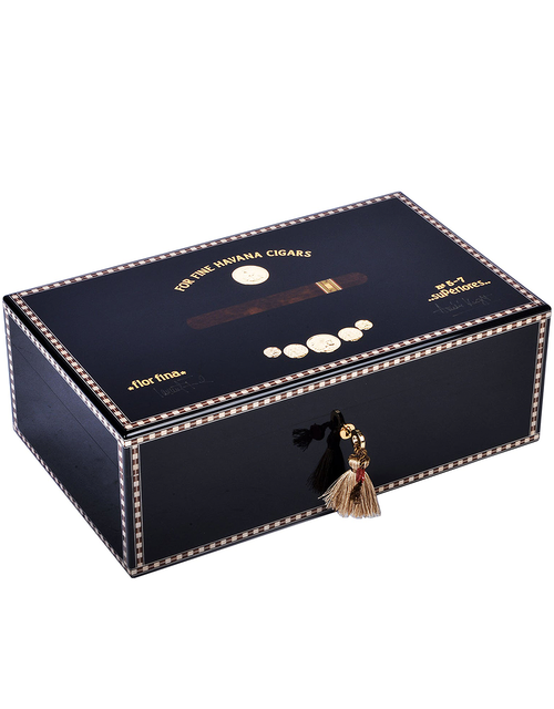 Elie Bleu New Medals Wooden Humidor For 250 Cigars Black Sycamore Closed