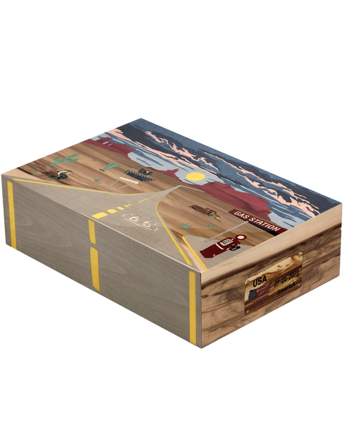 Elie Bleu Route 66 Limited Edition Wooden Humidor For 110 Cigars Face