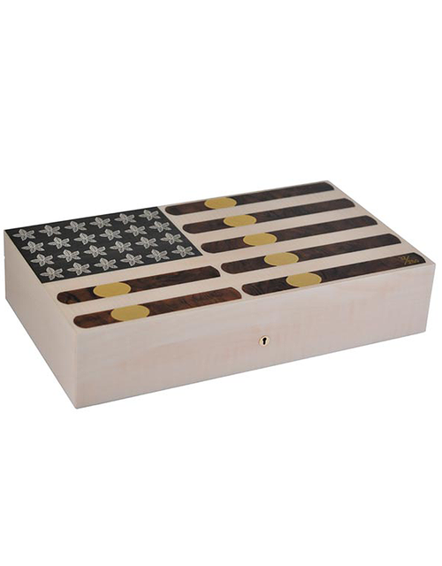 Elie Bleu Stars & Stripes Wooden Humidor For 110 Cigars