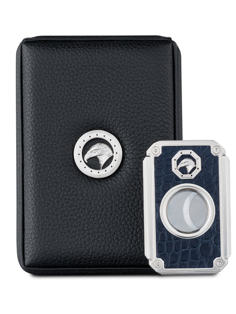 Stefano Ricci Cigar Cutter in Crocodile Leather and Palladium