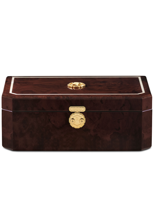 Stefano Ricci Calf Leather and Gold Humidor w/ 40 Fuente Opus X Cigars Closed