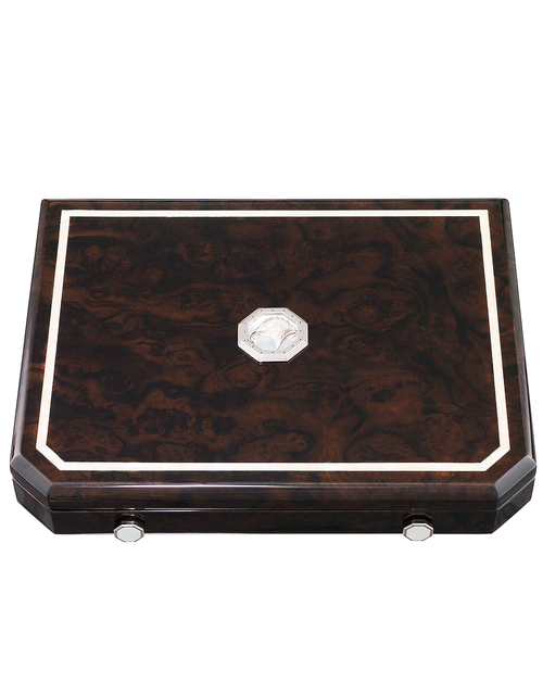 Stefano Ricci Calf Leather and Palladium Travel Humidor with 9 Fuente Opus X Cigars