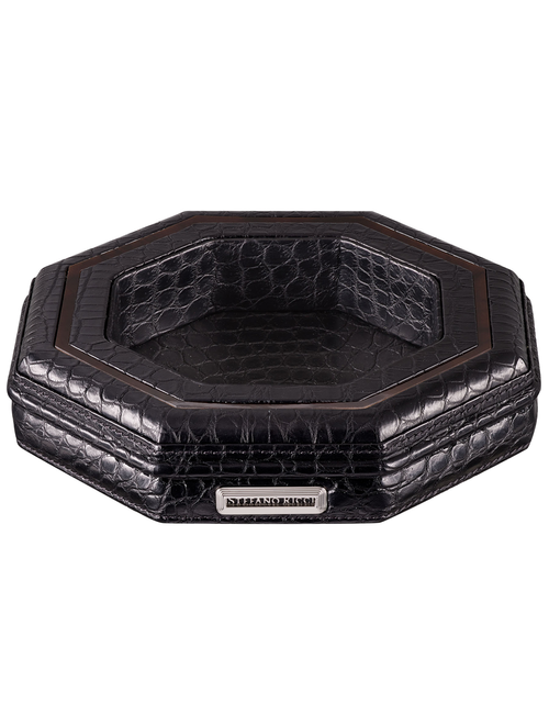 Stefano Ricci Octagonal Ashtray in Crocodile Leather and Palladium