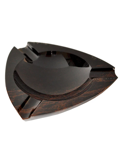 Elie Bleu Obsidian Triangular Ashtray for 3 Cigars – Brown Angled View
