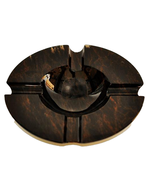 Elie Bleu Obsidian Round Ashtray For 4 Cigar - Brown Top View