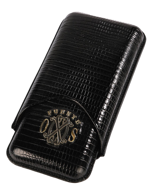 The Opus X Society Teju Leather Cigar Case Black Onyx Front
