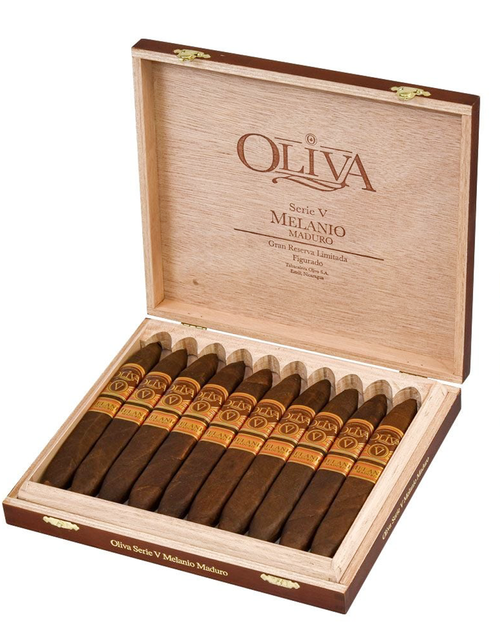 Oliva Serie V Melanio Maduro Figurado Box Open