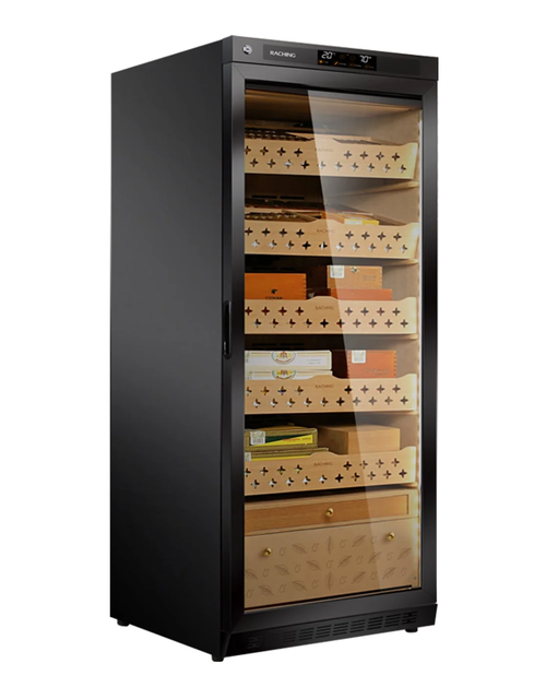 Raching MON1800 Cigar Humidor Cabinet Black Front View