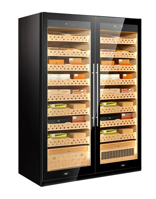 Raching SD800 Dual Space Cigar Humidor Cabinet Black Front View