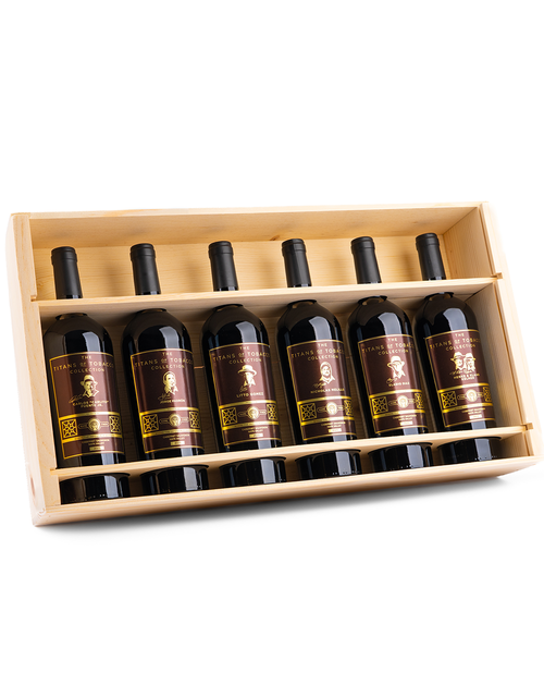 The Titans of Tobacco Collection Commemorative Wine Set Crate Open
