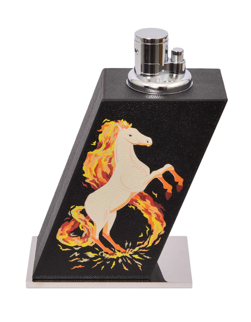 Elie Bleu Fire Horse Leather Table Lighter Face