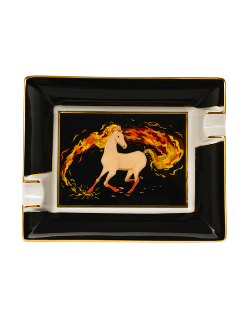 Elie Bleu Fire Horse Porcelain Ashtray with Gold Bridges Face
