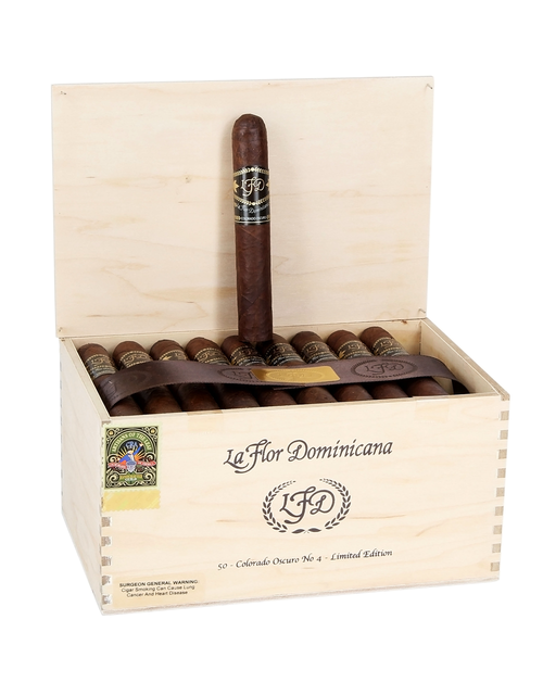 La Flor Dominicana LFD Limited Edition Colorado Oscuro No 4 Box Open