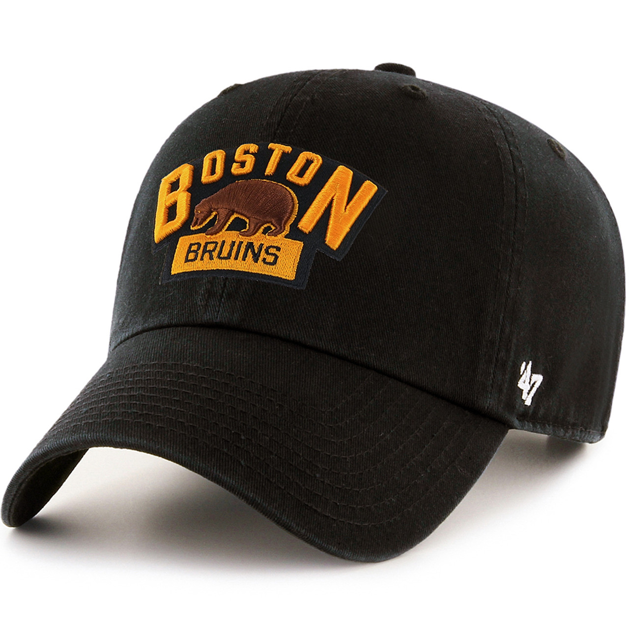47 Men's Boston Bruins Bear Logo with Team Name Clean Up Adjustable Hat -  One Size