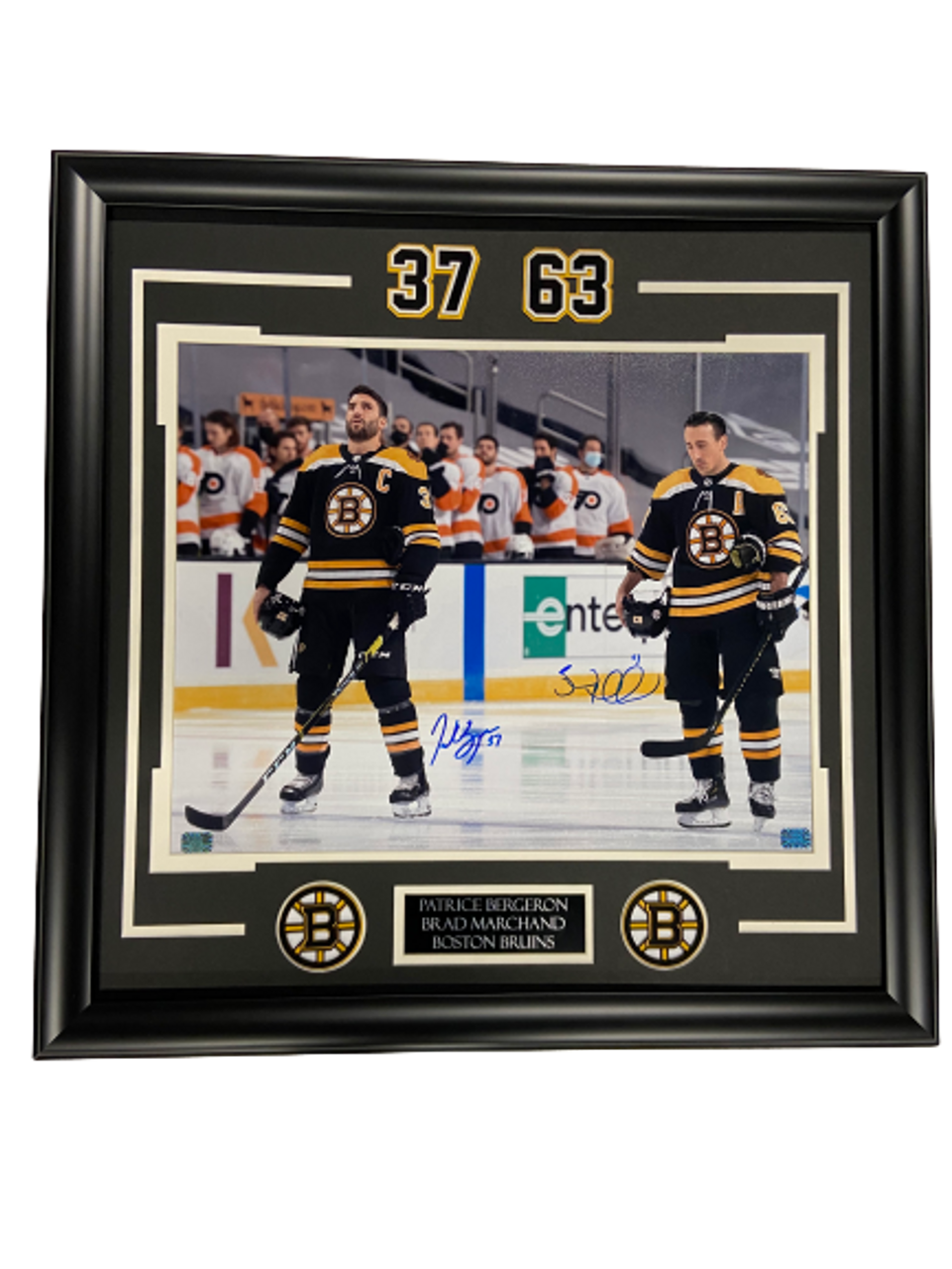 Brad Marchand Autograph 2023 Winter Classic Jersey Framed 37×45