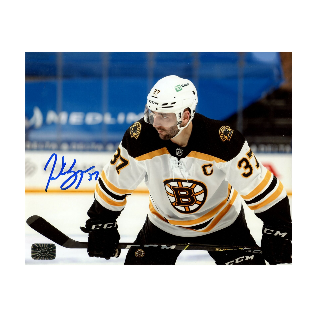 Patrice Bergeron Brad Marchand Signed 16x20 Photo Boston Bruins Alternate  Jersey