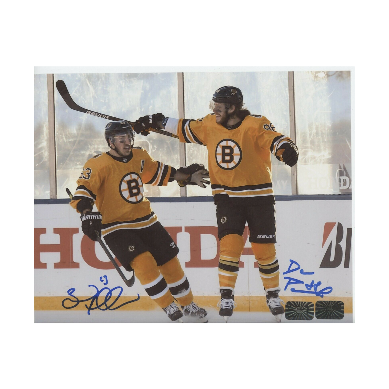 Brad Marchand and David Pastrnak Dual Signed / Autographed Lake