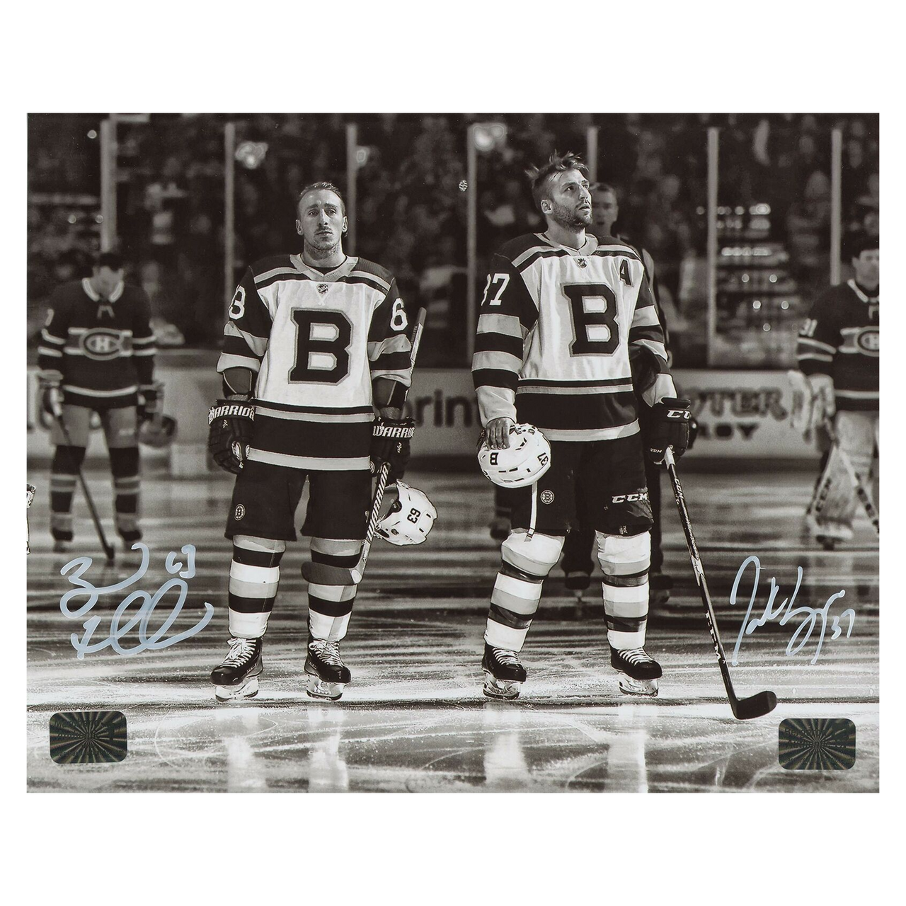 Patrice Bergeron Brad Marchand Signed 16x20 Photo Boston Bruins Alternate  Jersey