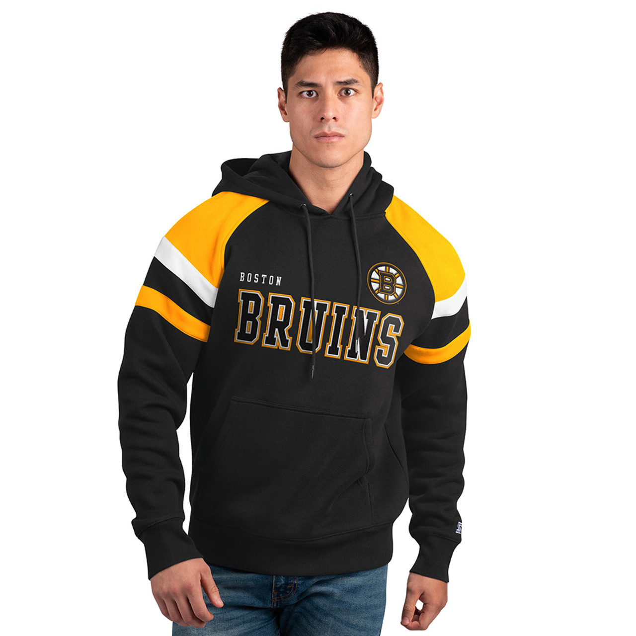 Boston Bruins Starter Defense Pullover Sweatshirt - Cream/Black