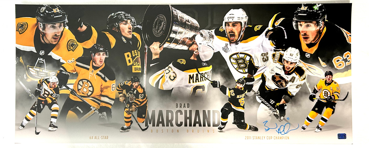 Brad Marchand and David Pastrnak Signed / Autographed Photo 16x20 Frame