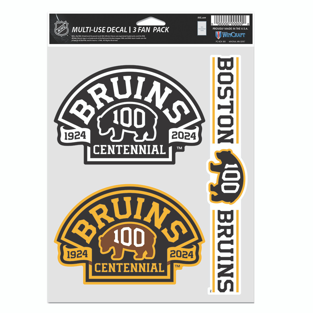 Bruins Centennial 4 x 4 Perfect Cut Decal