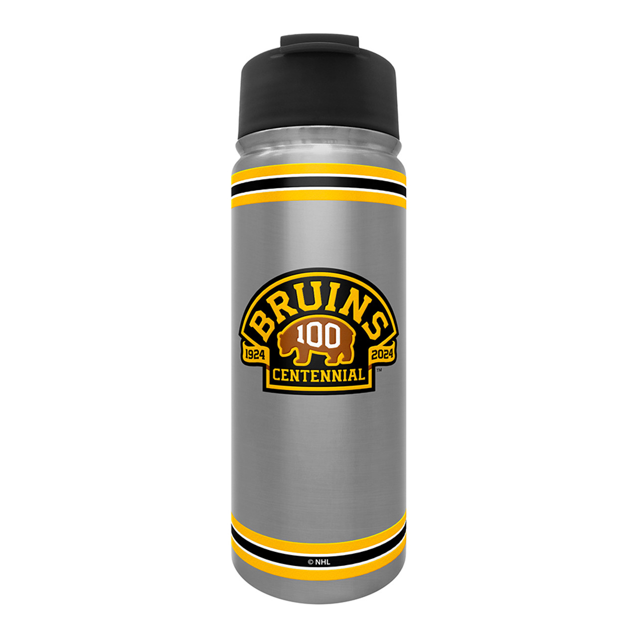 Bruins Centennial 18oz Black Stainless Steel Water Bottle