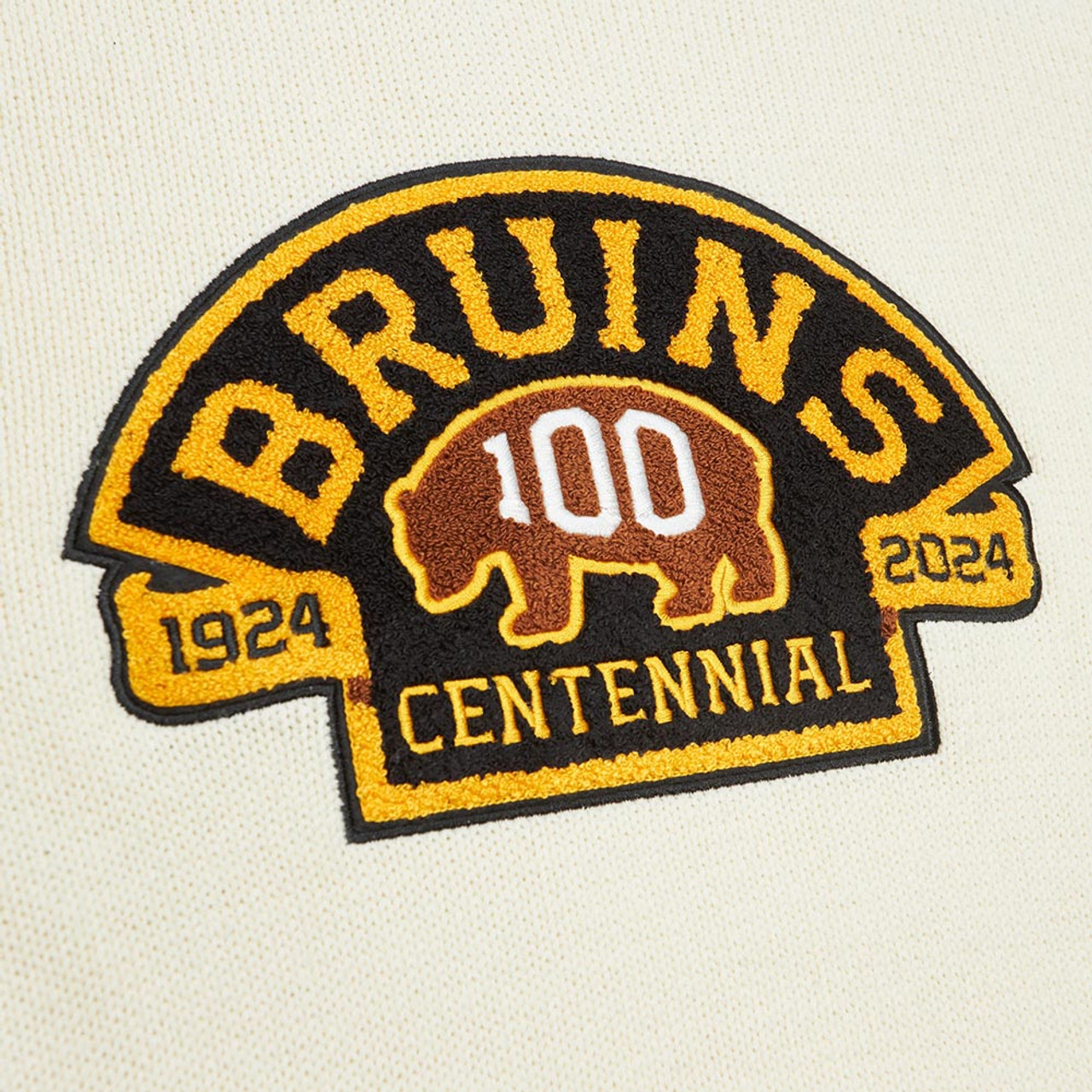 Bruins Centennial Cream V-Neck Sweater