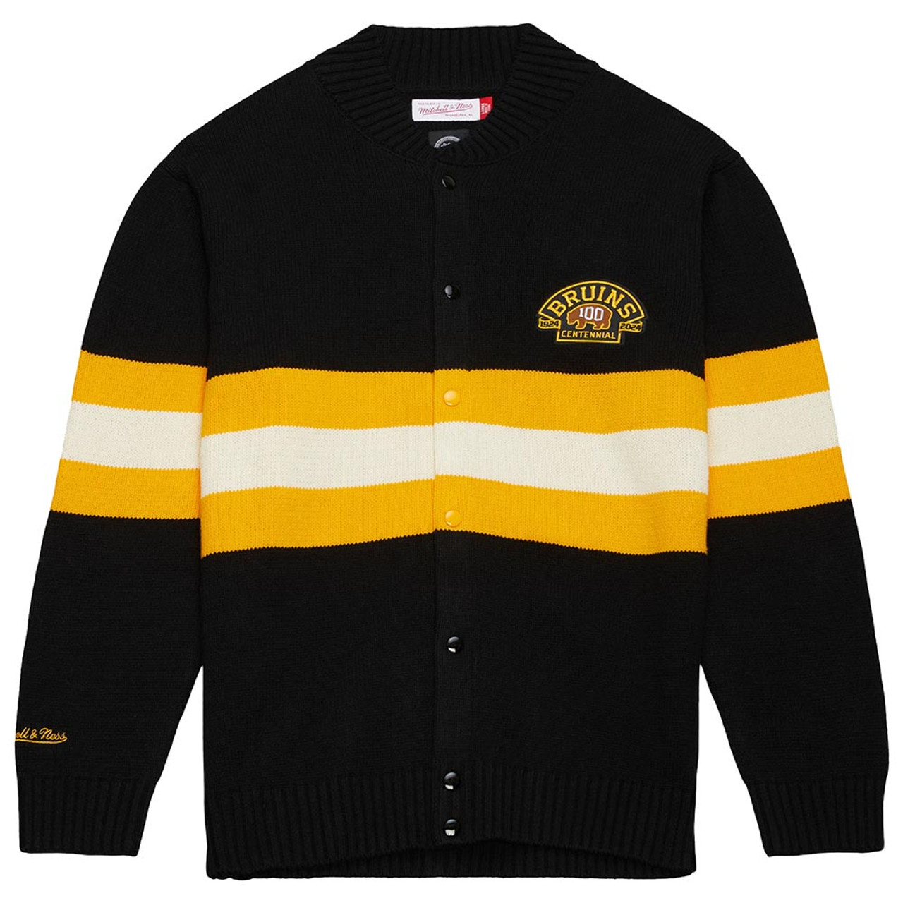 Bruins Centennial Stripe Cardigan Sweater