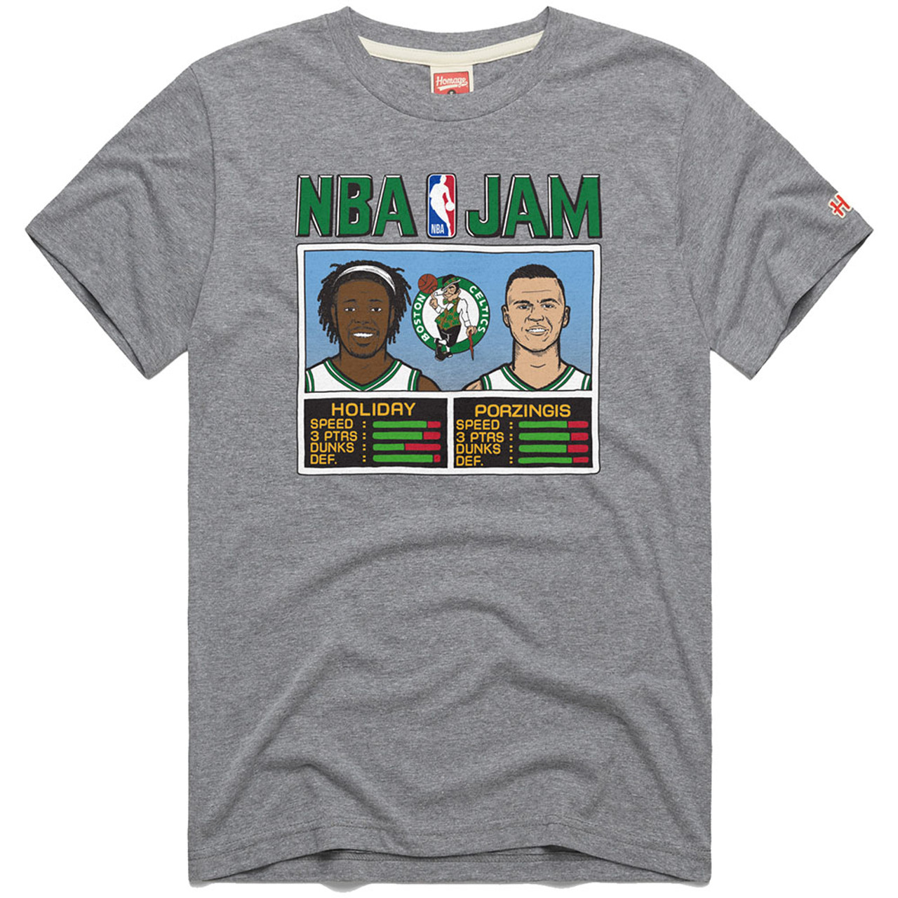 Ice hockey★NBA Tシャツ★Irving/Doncic/Harden/Curry/James Celtics NBA Jam Holiday And Porzingis Gray Tee - Boston ProShop