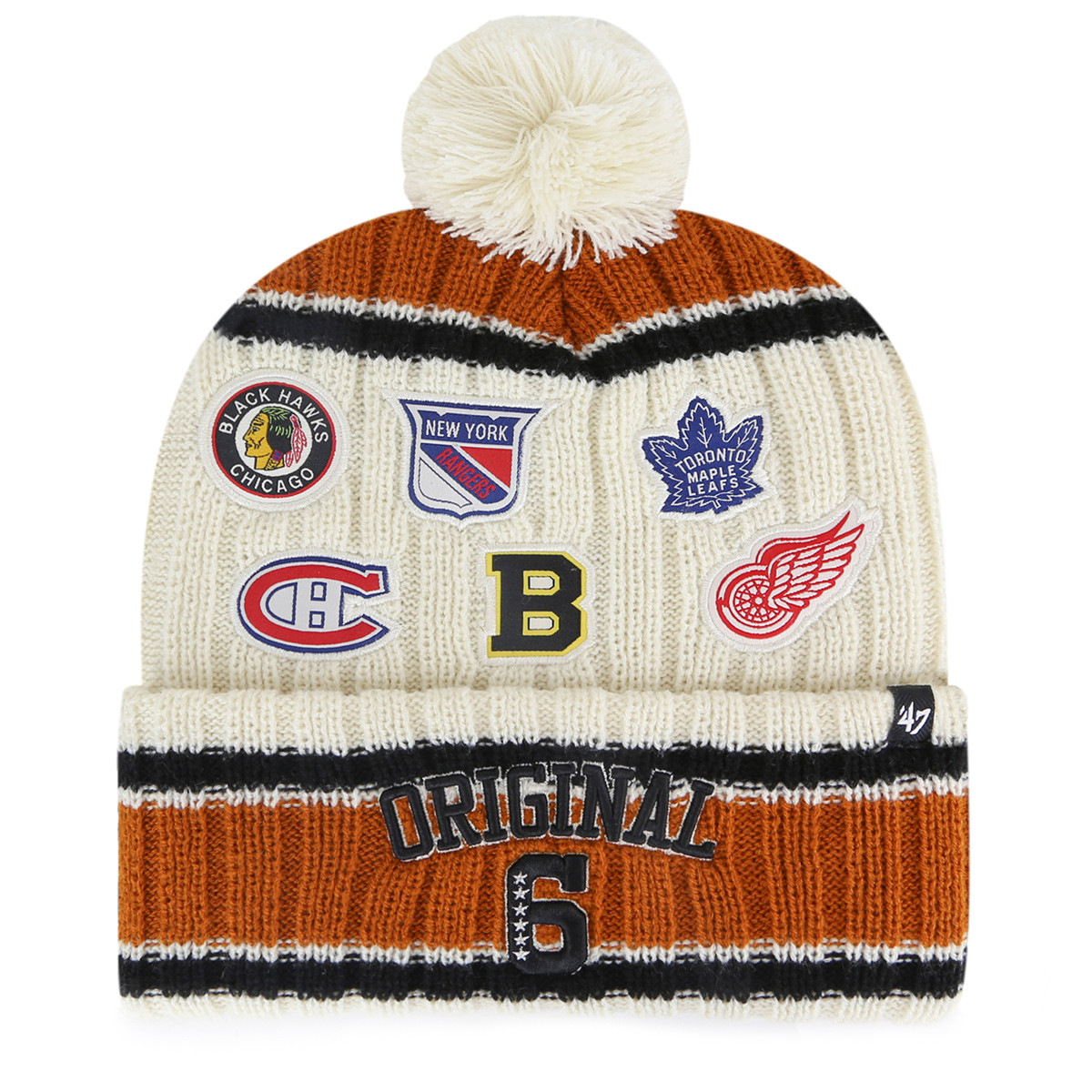 Bruins '47 Original Six Cluster Pom Knit Hat