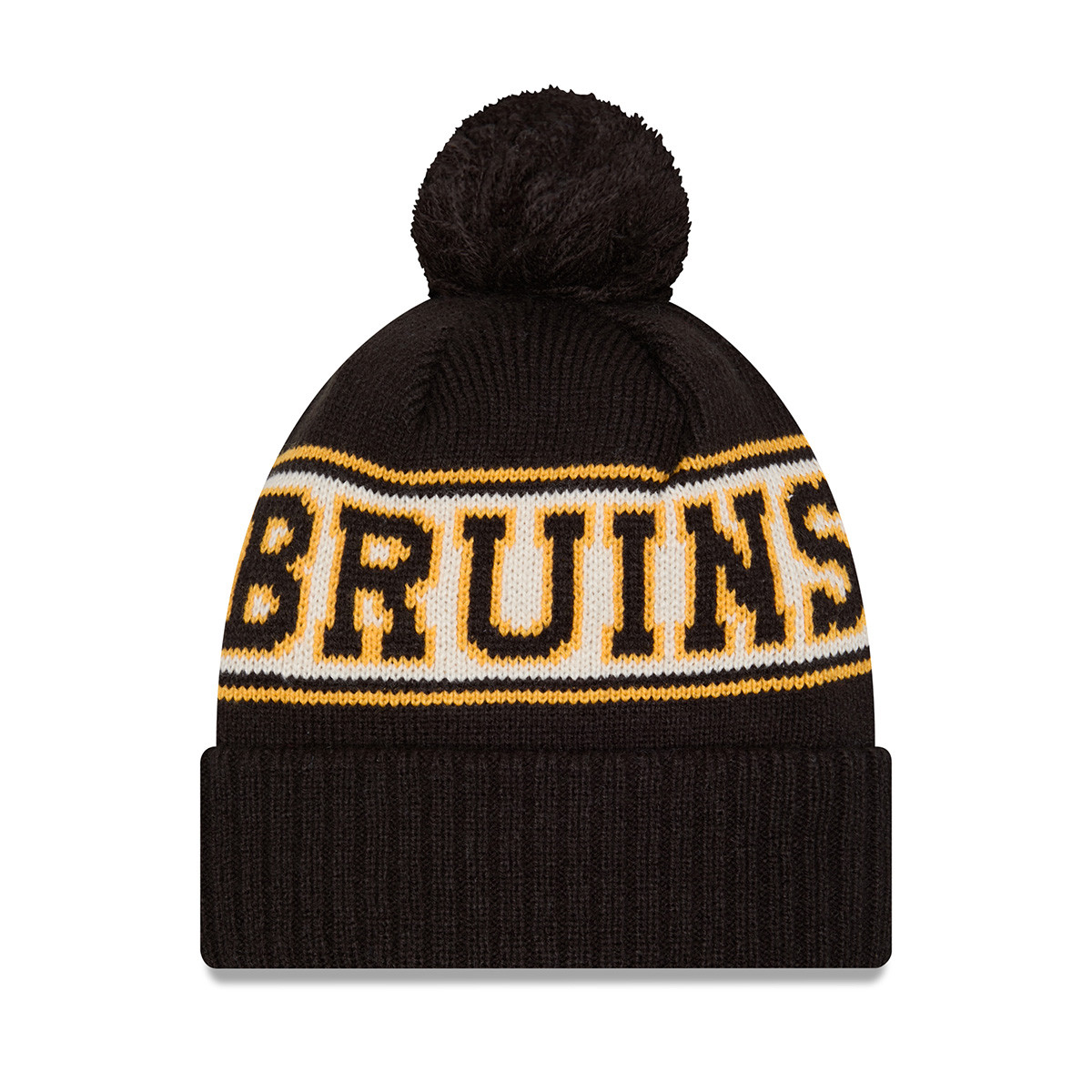 Bruins Preschool Retro Pom Cuff Black Knit Hat - Boston ProShop