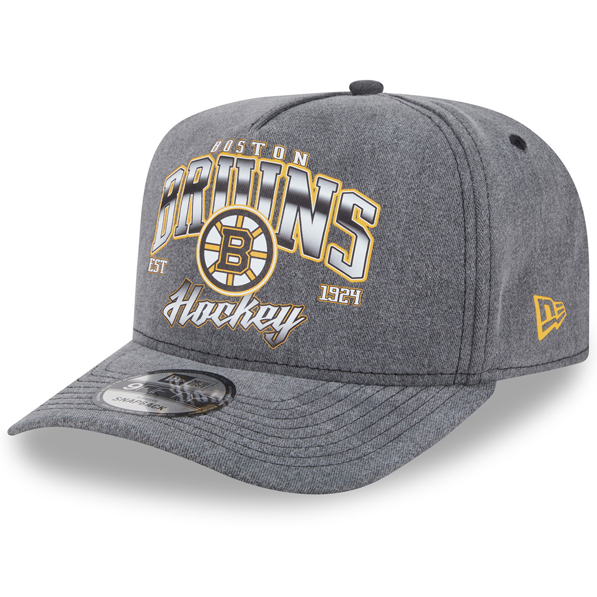 Bruins New Era Golf 9FIFTY A-Frame Washed Black SnapBack Cap