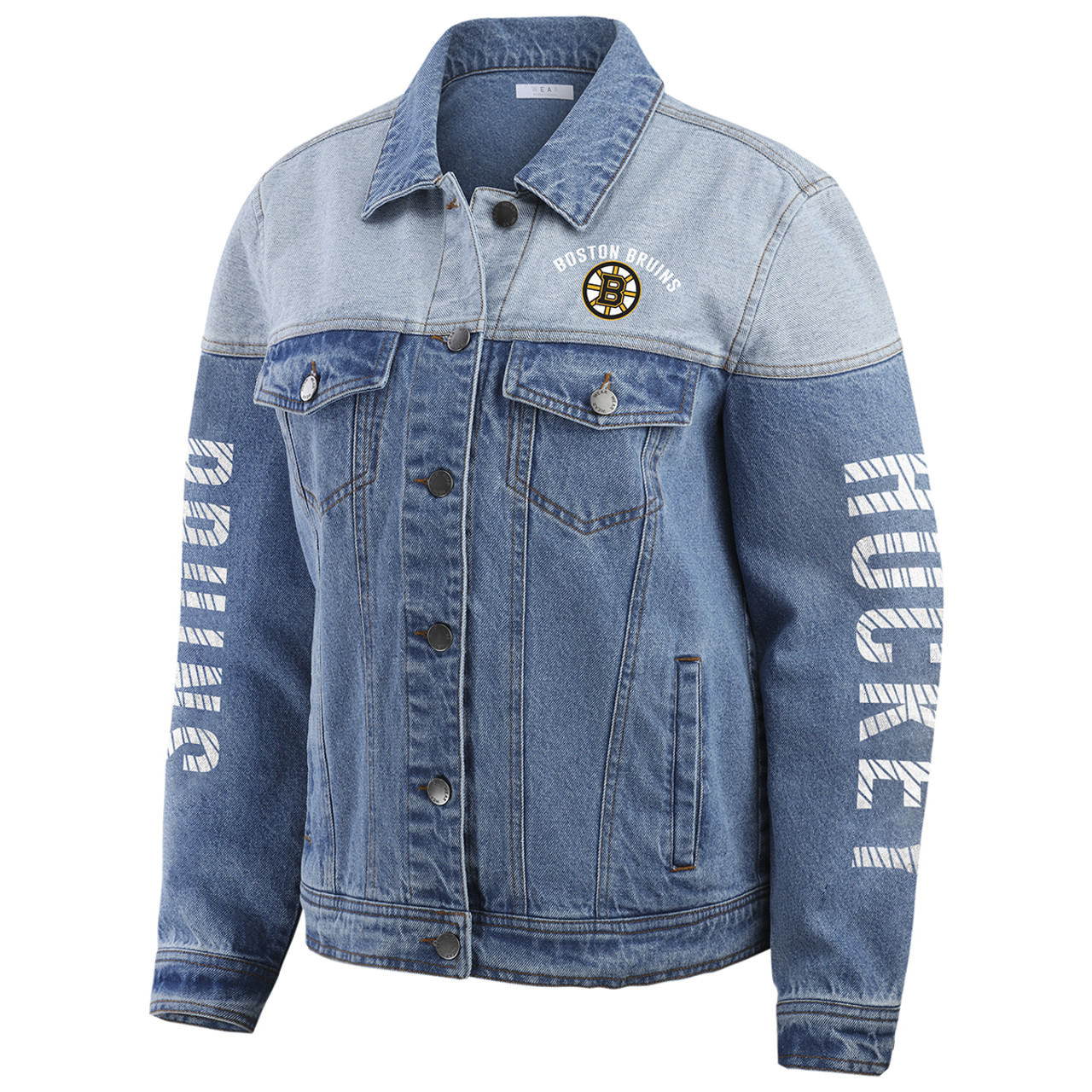 Bruins Ladies WEAR By Erin Andrews Denim Jacket - Boston ProShop