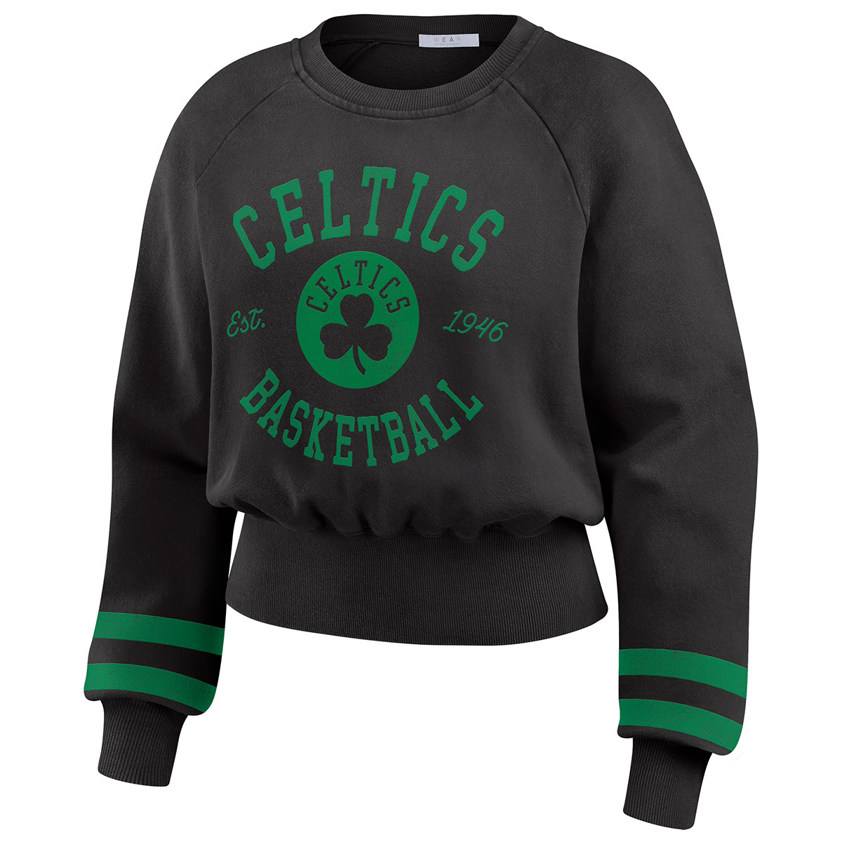 Celtics Ladies WEAR by Erin Andrews Black Cropped Pullover Sweatshirt
