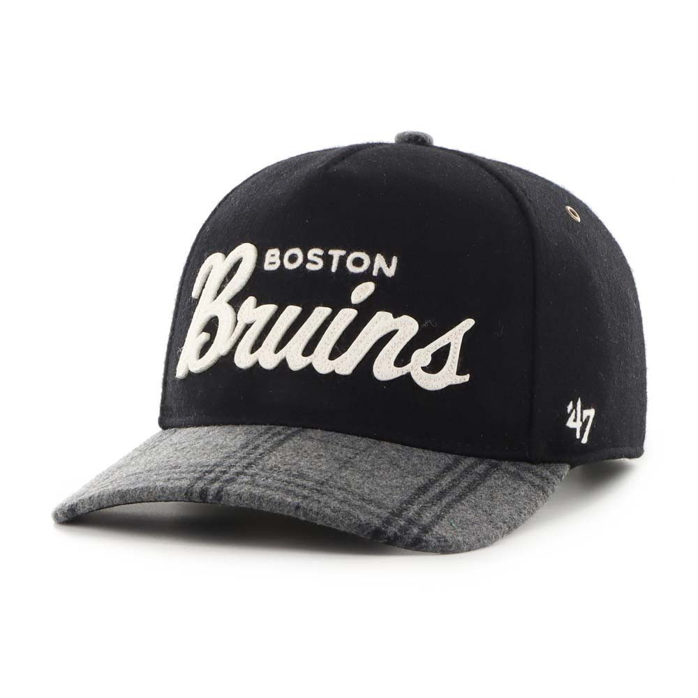 Bruins '47 Windowpane Plaid Script Relaxed Fit Hitch Cap