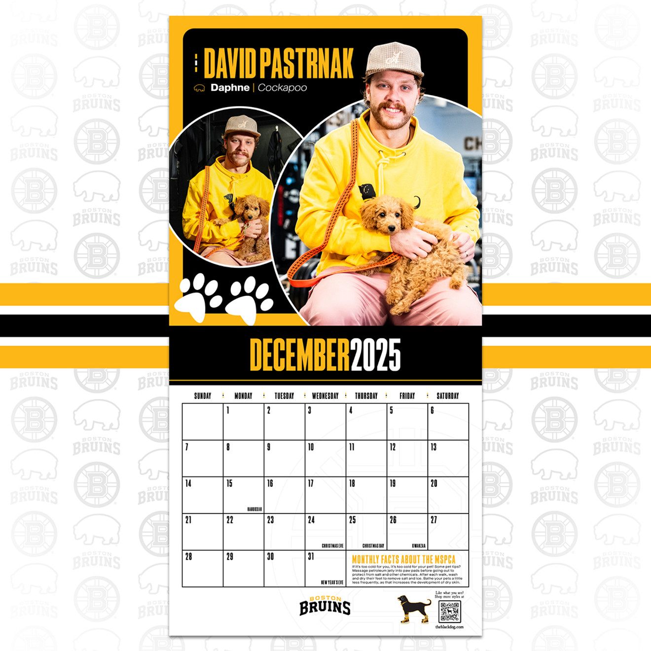 2025 Bruins Pucks and Pups Calendar Boston Pro Shop