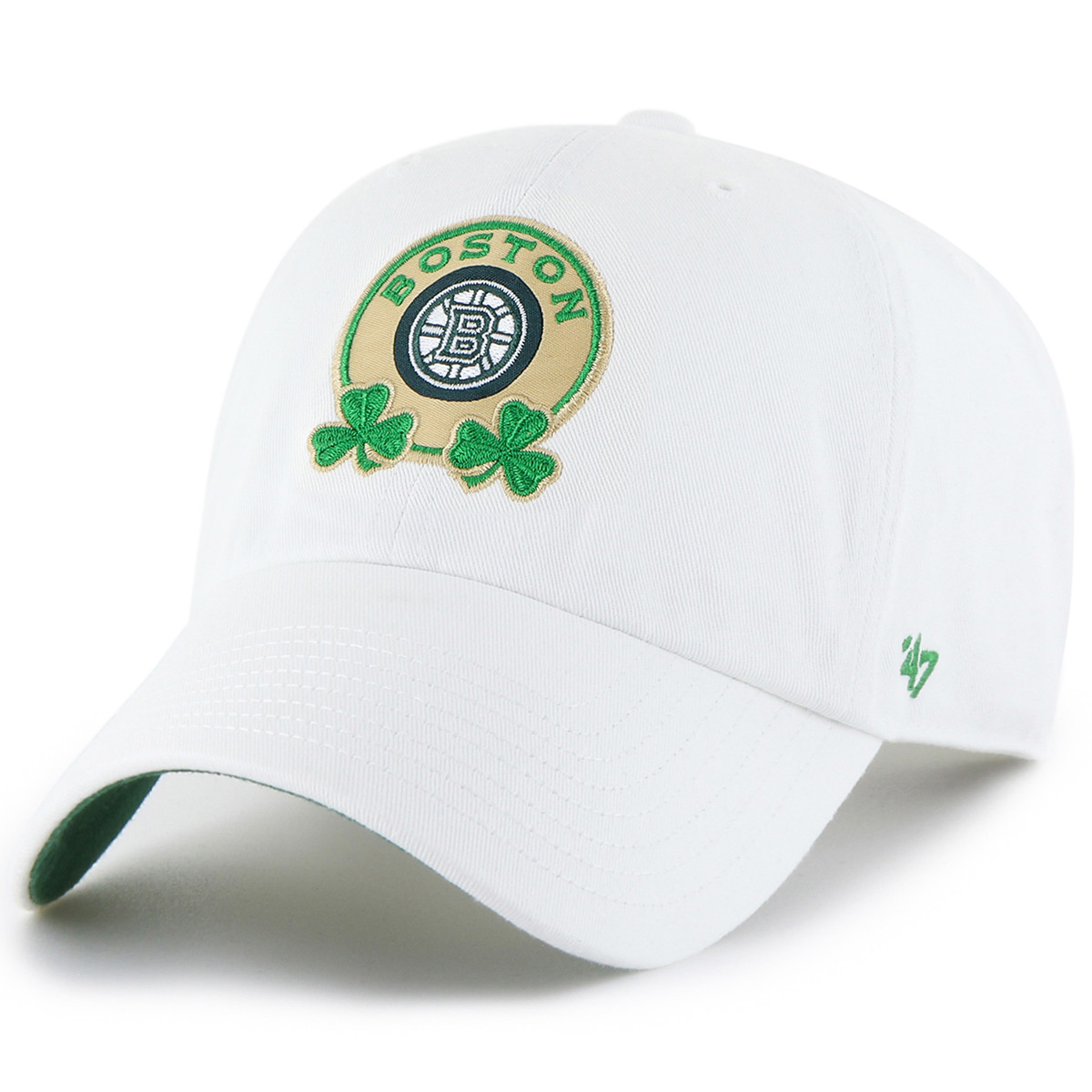 Bruins '47 Patrick's Day White Clean Up Cap